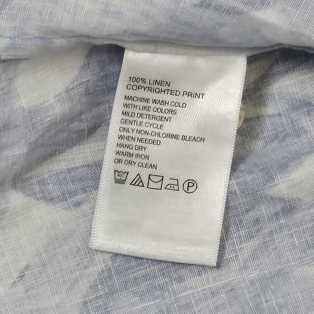 Tommy Bahama Linen Shirt Women's M White Light Blue Tropical Print Button Front - Picture 4 of 8